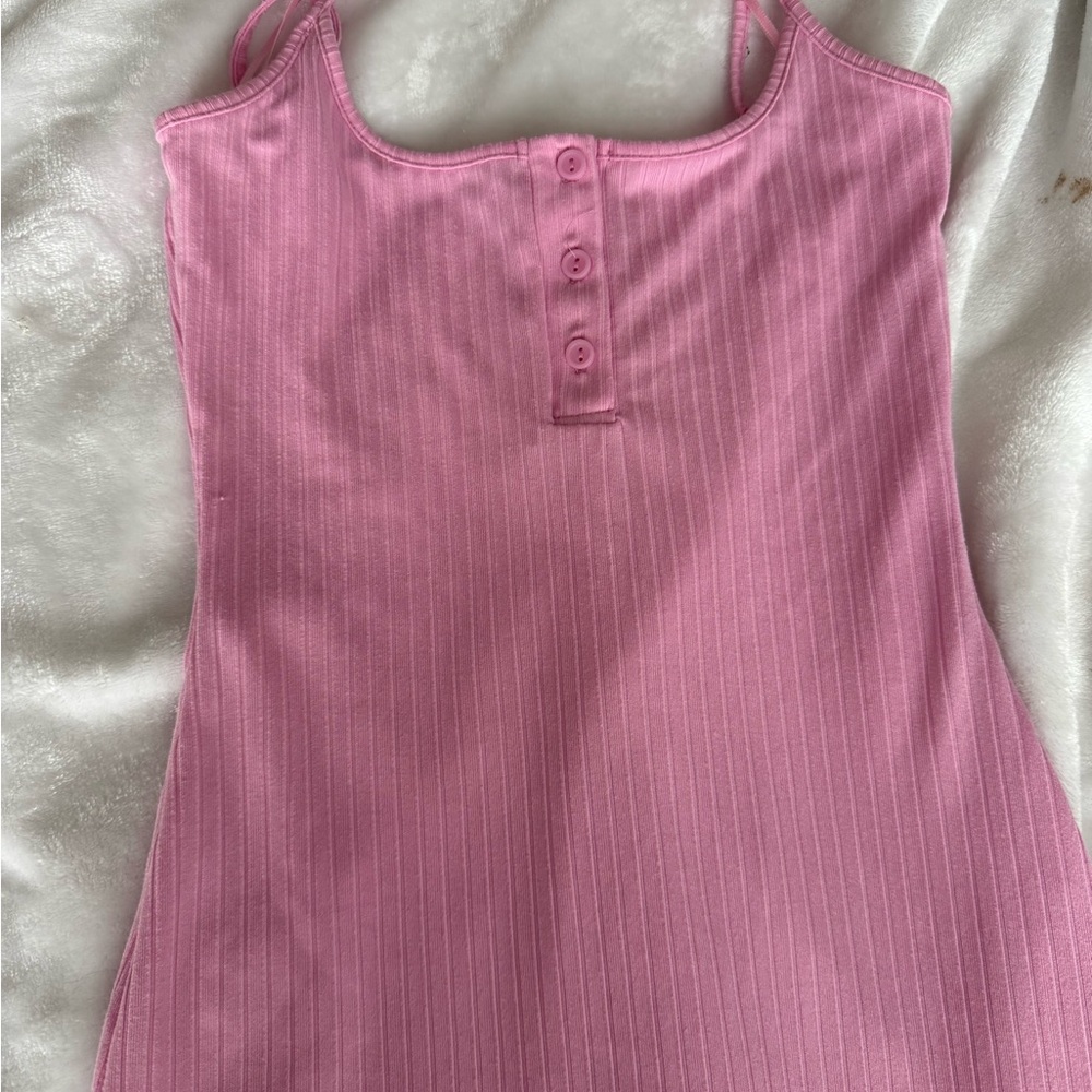 Pink Ribbed Bodycon Dress - Picture 4 of 7